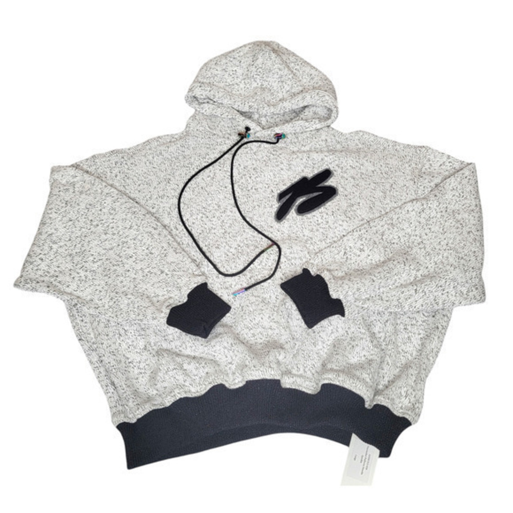 BOSSI Sportswear Men's Pullover Drawstring Hoodie Black/White‎ size L Streetwear